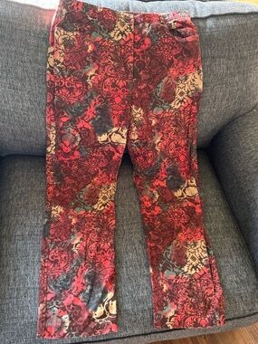 Tribal Red Multi Floral-Print Casual Pants
